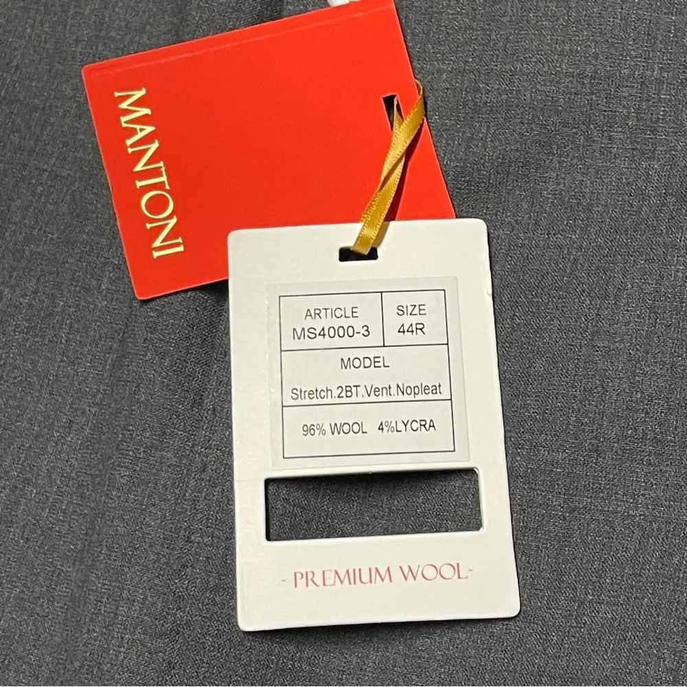 New MANTONI $449 Sharkskin Suit Men's 44R 38x36 Gray 100% WOOL Jacket Pants - Picture 6 of 16